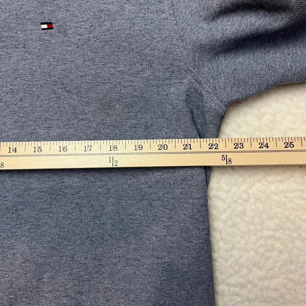 Tommy Hilfiger Pullover Mens L Blue Quarter Zip‎ Mock Neck Logo Sweater 78C6087